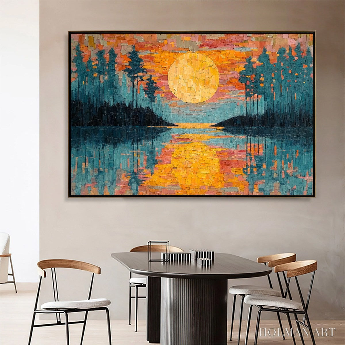HOLMAN ART Harvest Moon – Textured Impasto Landscape Oil Painting - image 2