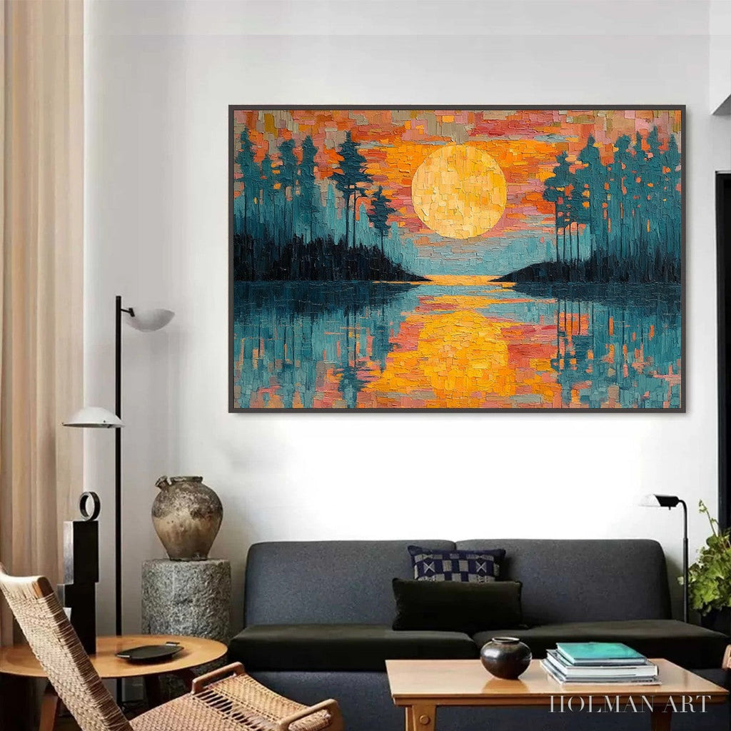 HOLMAN ART Harvest Moon – Textured Impasto Landscape Oil Painting - image 4