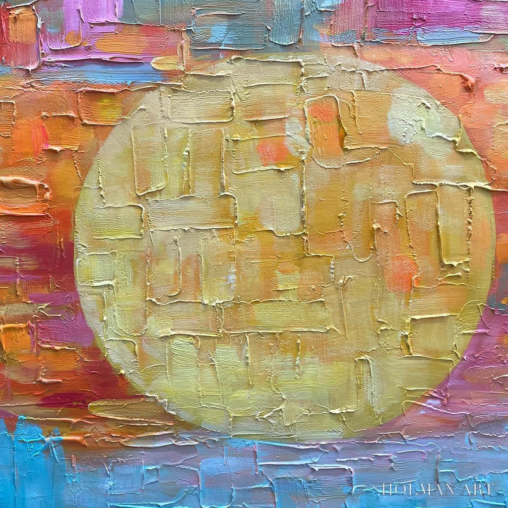 HOLMAN ART Harvest Moon – Textured Impasto Landscape Oil Painting - image 5