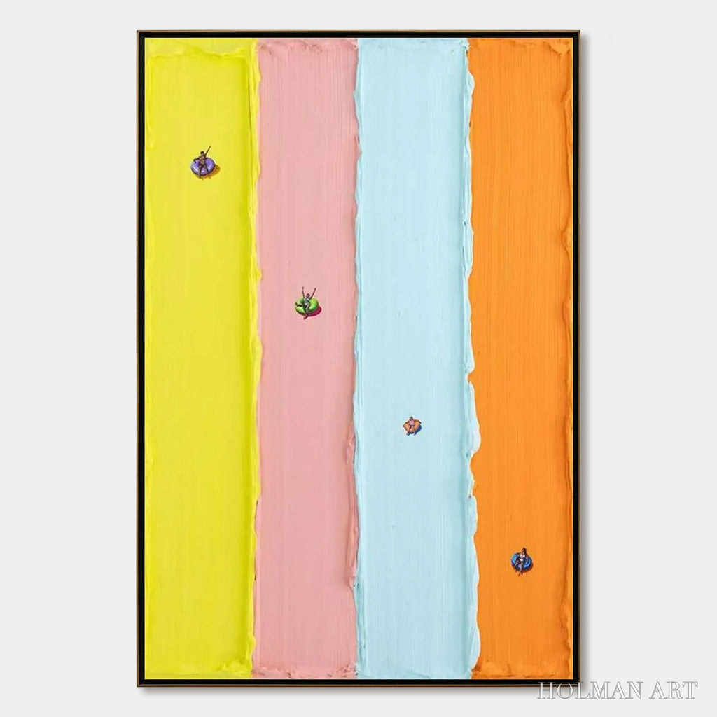 HOLMAN ART Candy Stripe Serenade – Minimalist Pastel Textured Oil Painting - image 1