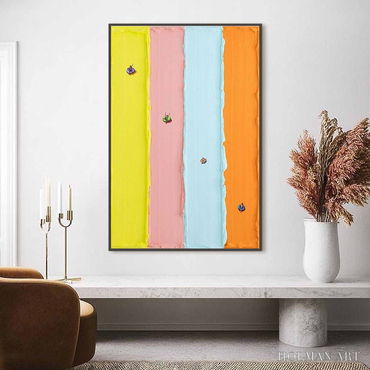 HOLMAN ART Candy Stripe Serenade – Minimalist Pastel Textured Oil Painting - image 2