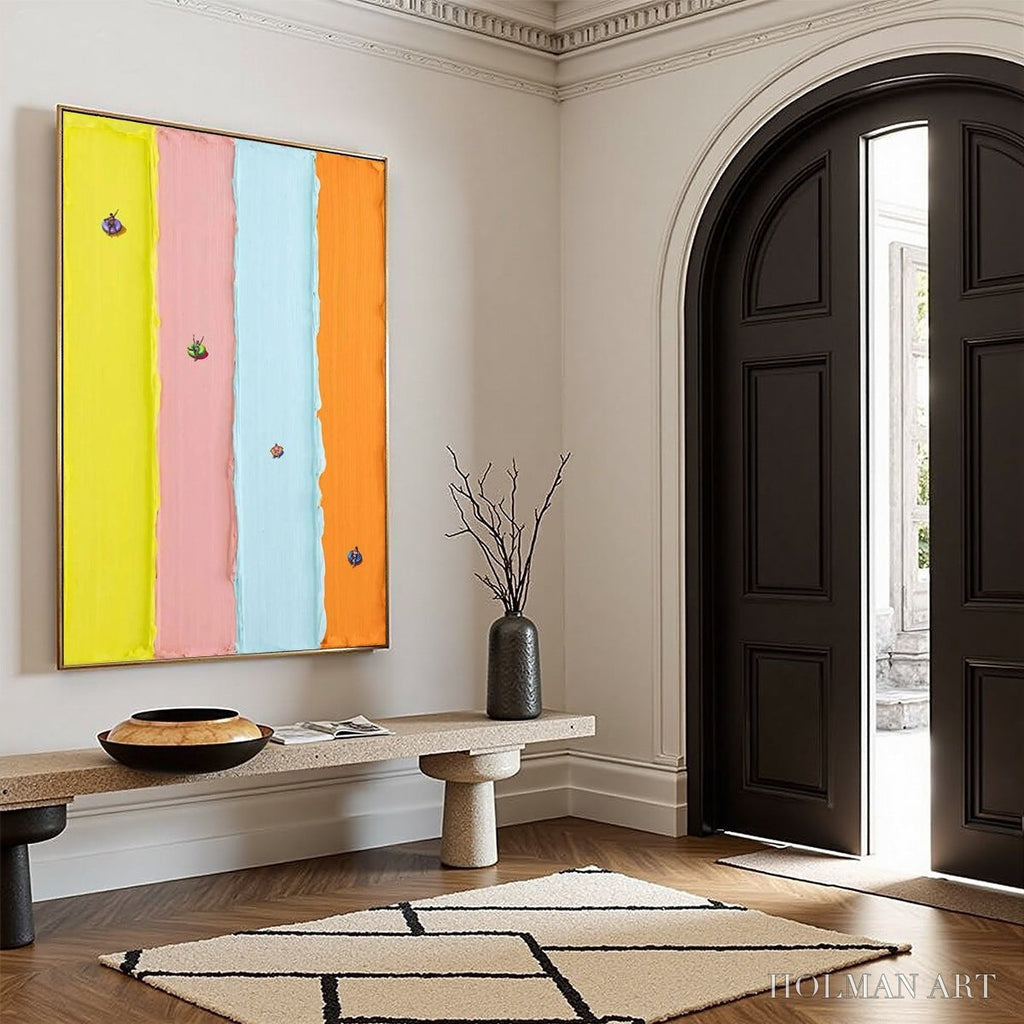 HOLMAN ART Candy Stripe Serenade – Minimalist Pastel Textured Oil Painting - image 4