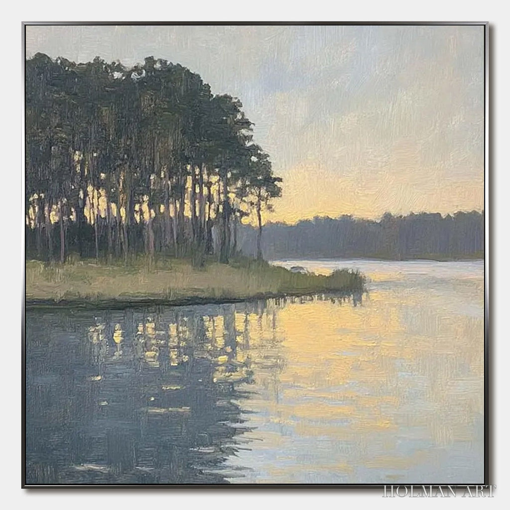 HOLMAN ART Golden Hour Serenity – Tranquil Landscape Oil Painting - image 1