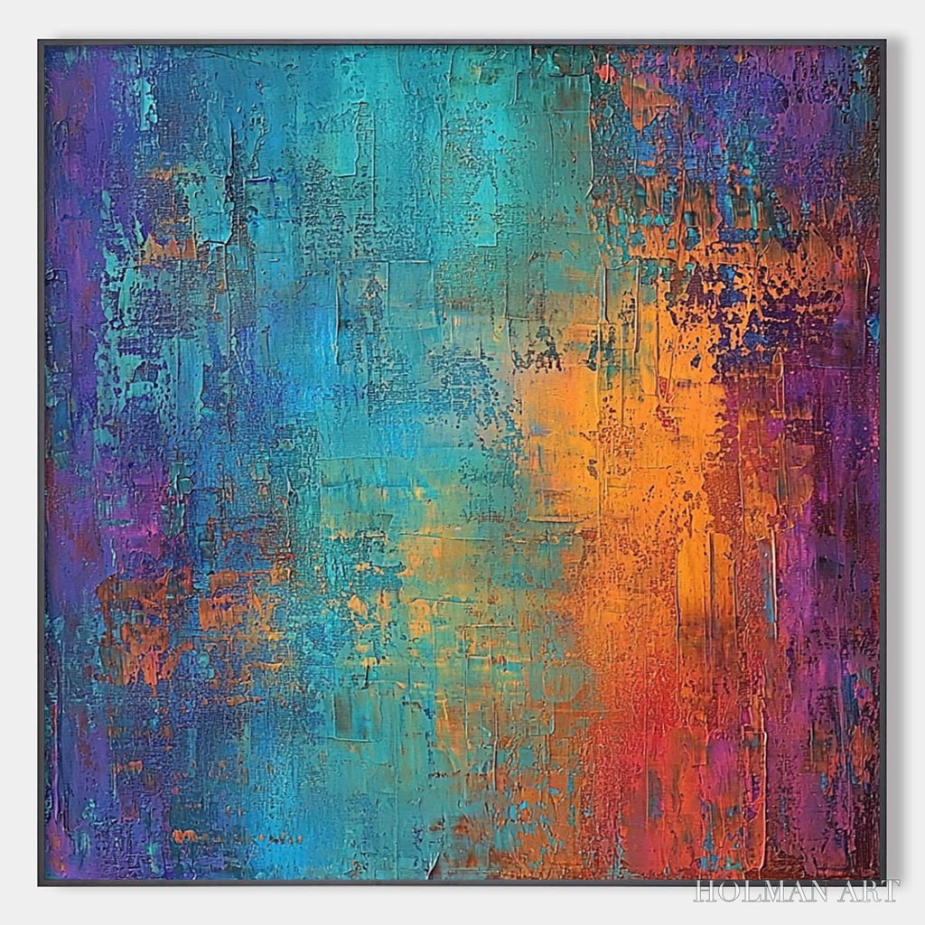 HOLMAN ART Celestial Fusion – Textured Abstract Oil Painting in Turquoise - image 1