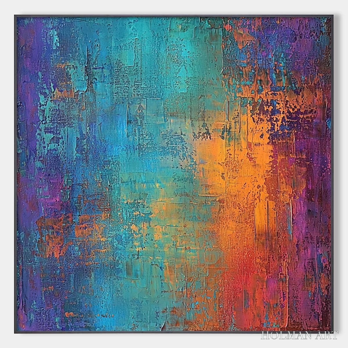 HOLMAN ART Celestial Fusion – Textured Abstract Oil Painting in Turquoise - image 1