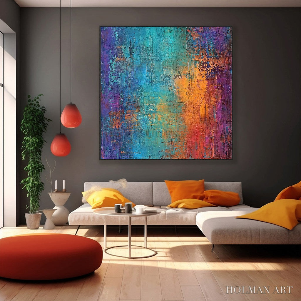 HOLMAN ART Celestial Fusion – Textured Abstract Oil Painting in Turquoise - image 5