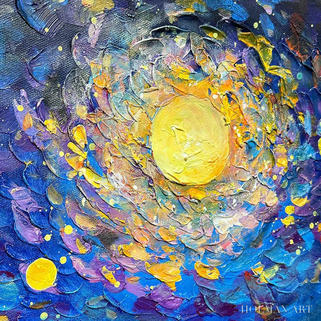 HOLMAN ART Starry Voyage – Impressionist Nightscape Oil Painting in Blue - image 3