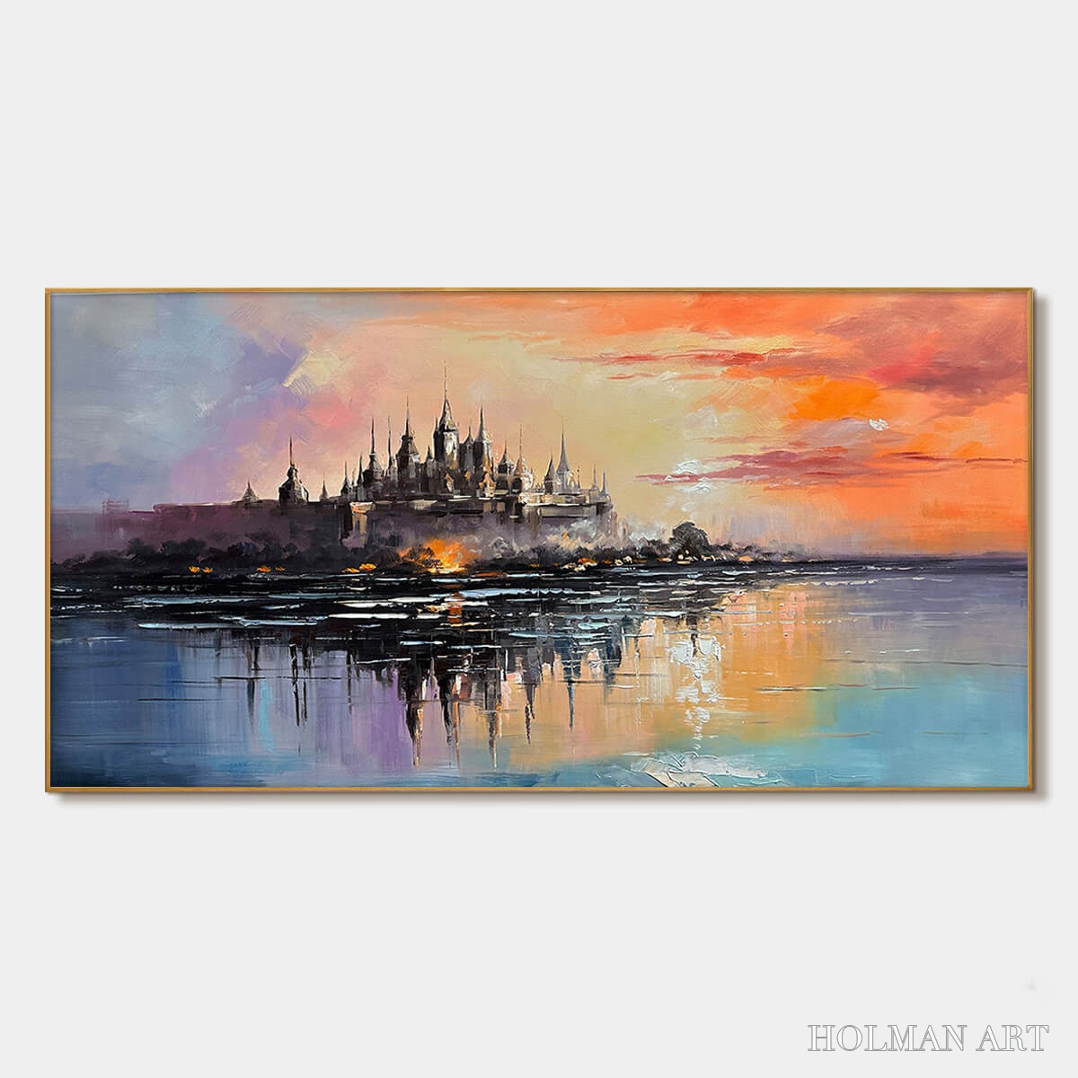 HOLMAN ART Twilight Kingdom – Panoramic Castle Landscape Oil Painting - image 1