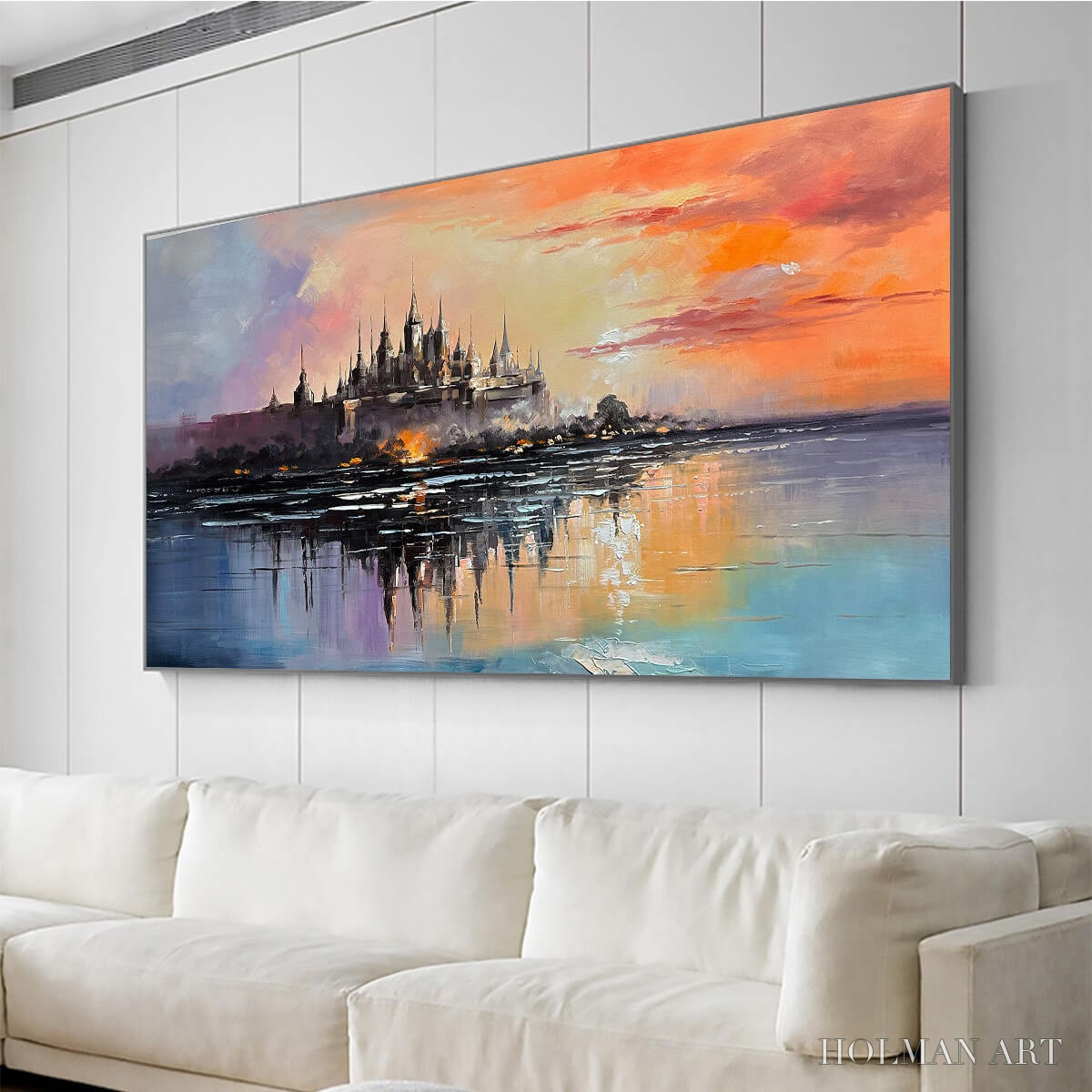 HOLMAN ART Twilight Kingdom – Panoramic Castle Landscape Oil Painting - image 4