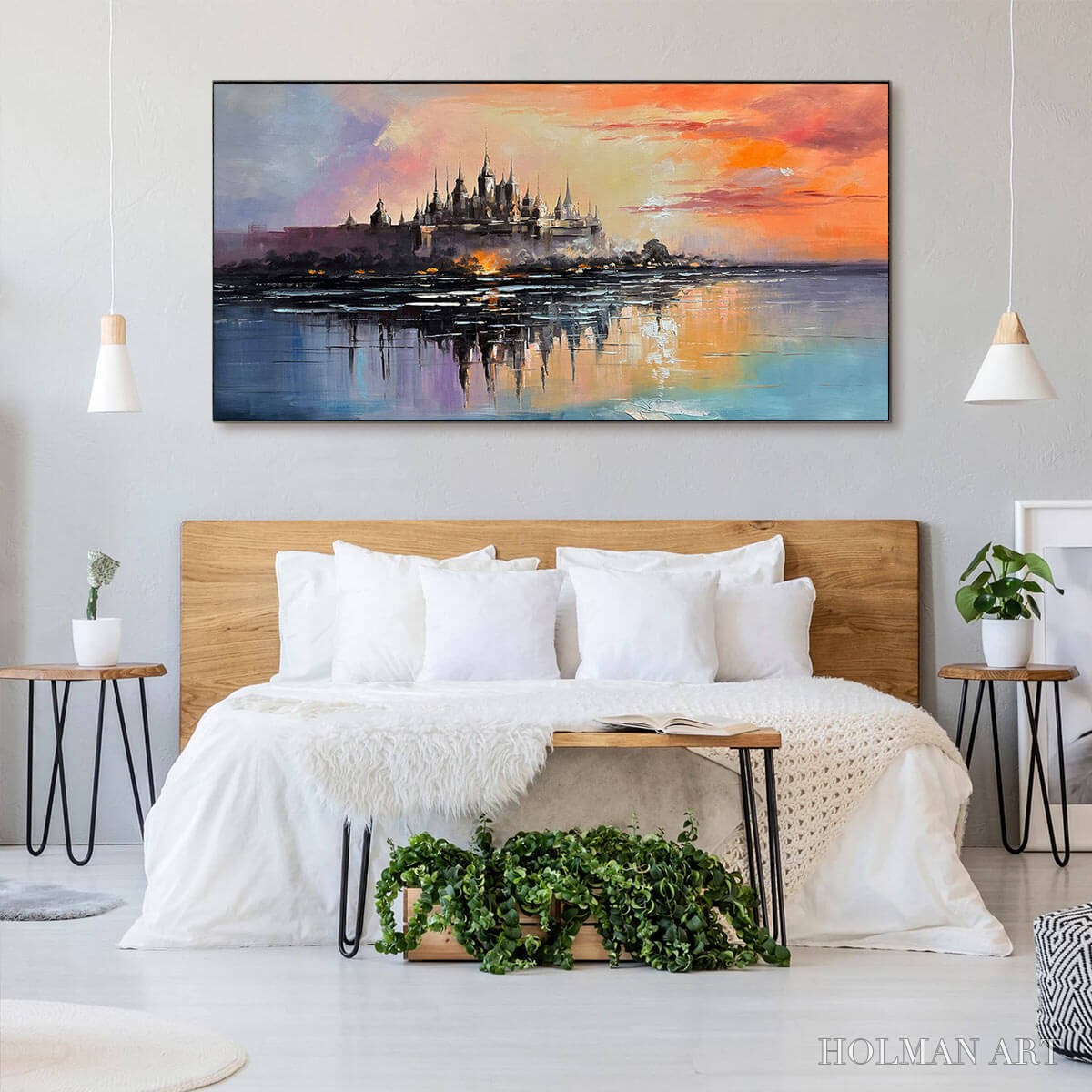 HOLMAN ART Twilight Kingdom – Panoramic Castle Landscape Oil Painting - image 6