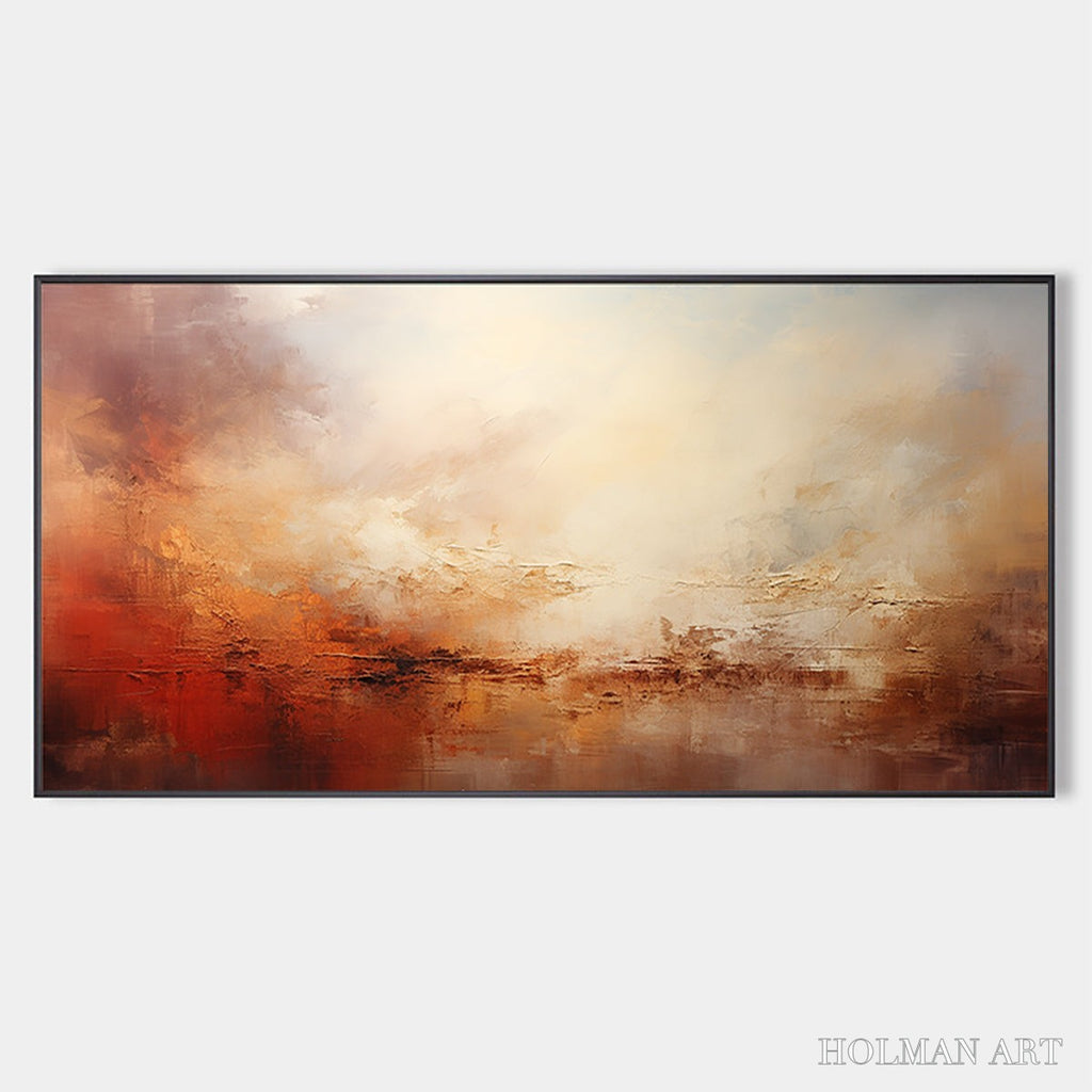 HOLMAN ART Ember Sky – Abstract Landscape Textured Oil Painting in Warm Tones - image 1