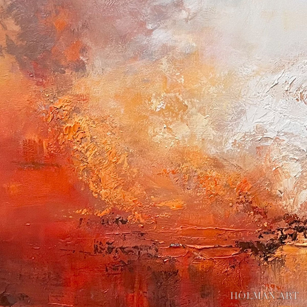 HOLMAN ART Ember Sky – Abstract Landscape Textured Oil Painting in Warm Tones - image 3