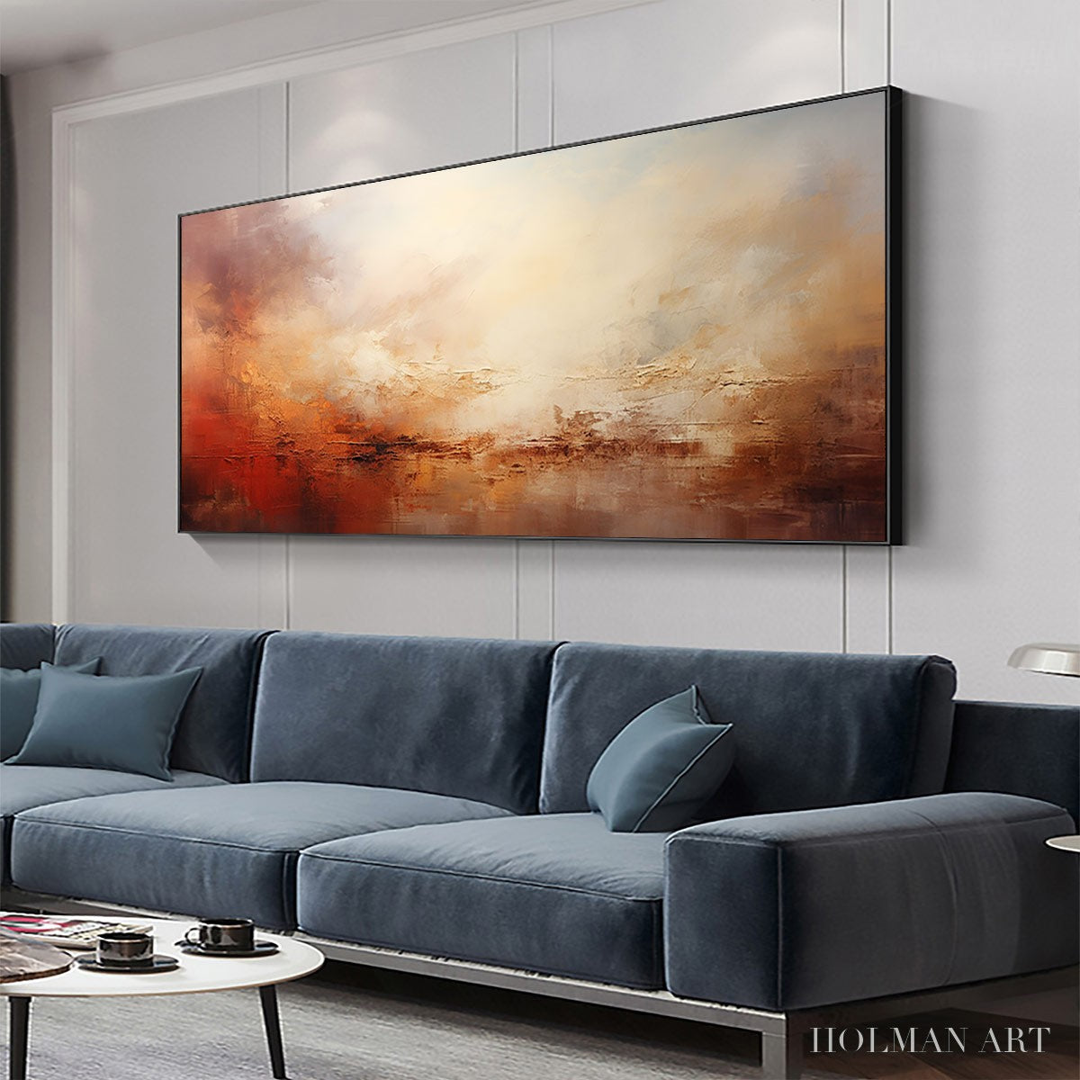 HOLMAN ART Ember Sky – Abstract Landscape Textured Oil Painting in Warm Tones - image 4