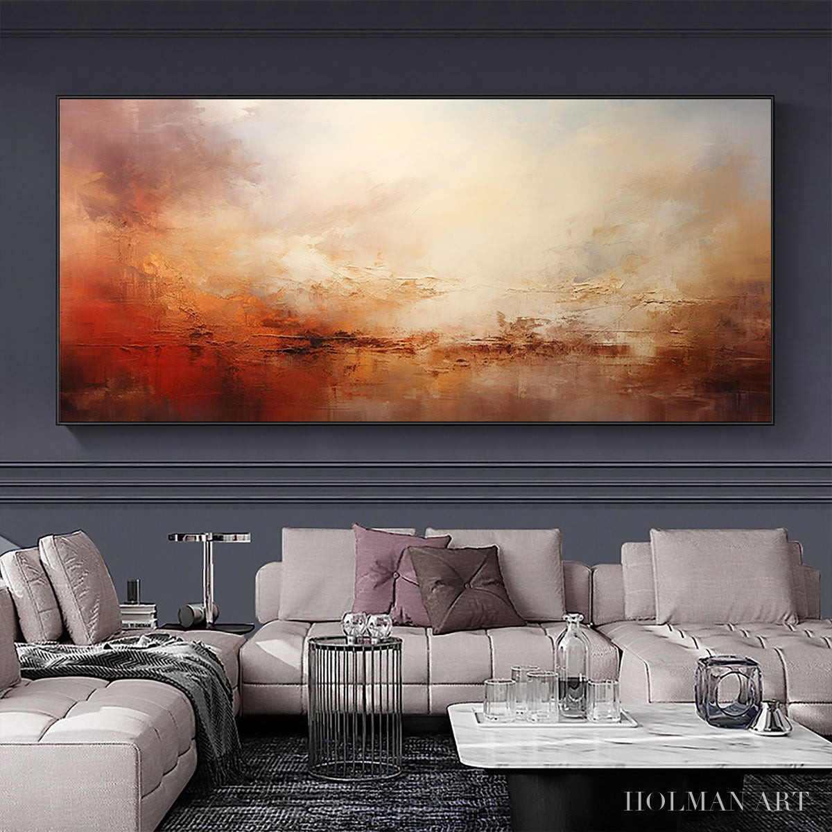 HOLMAN ART Ember Sky – Abstract Landscape Textured Oil Painting in Warm Tones - image 5
