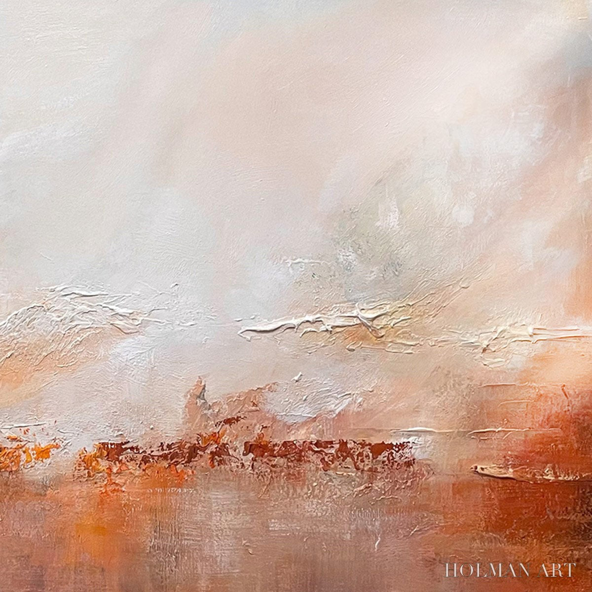 HOLMAN ART Ember Sky – Abstract Landscape Textured Oil Painting in Warm Tones - image 6