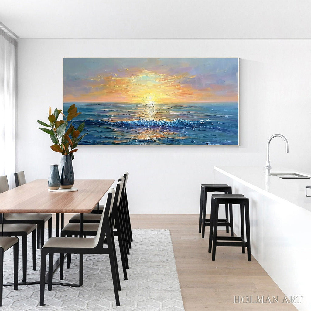 HOLMAN ART Golden Horizon – Panoramic Coastal Sunset Oil Painting - image 6