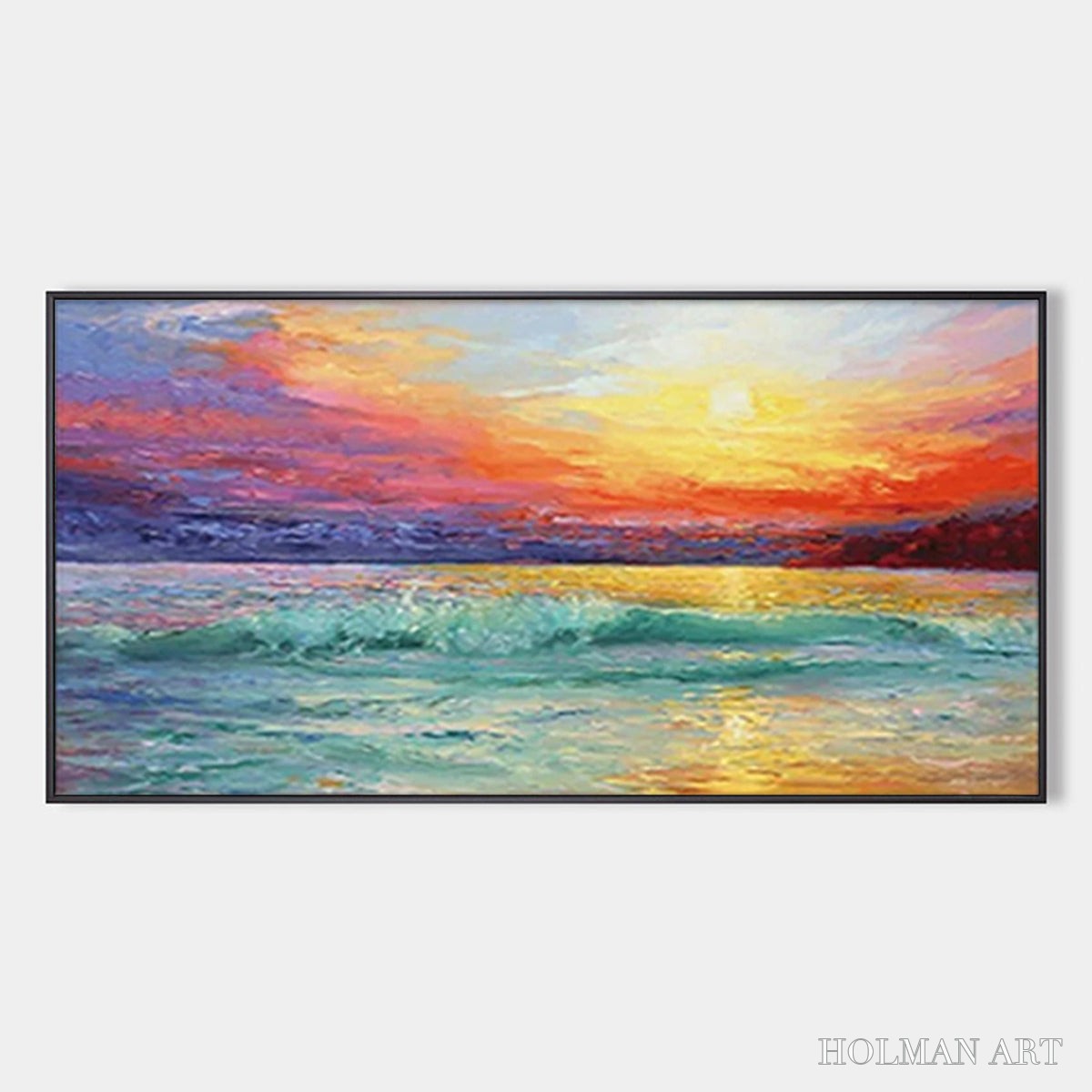 HOLMAN ART Fiery Kiss – Coastal Sunset Oil Painting - image 1