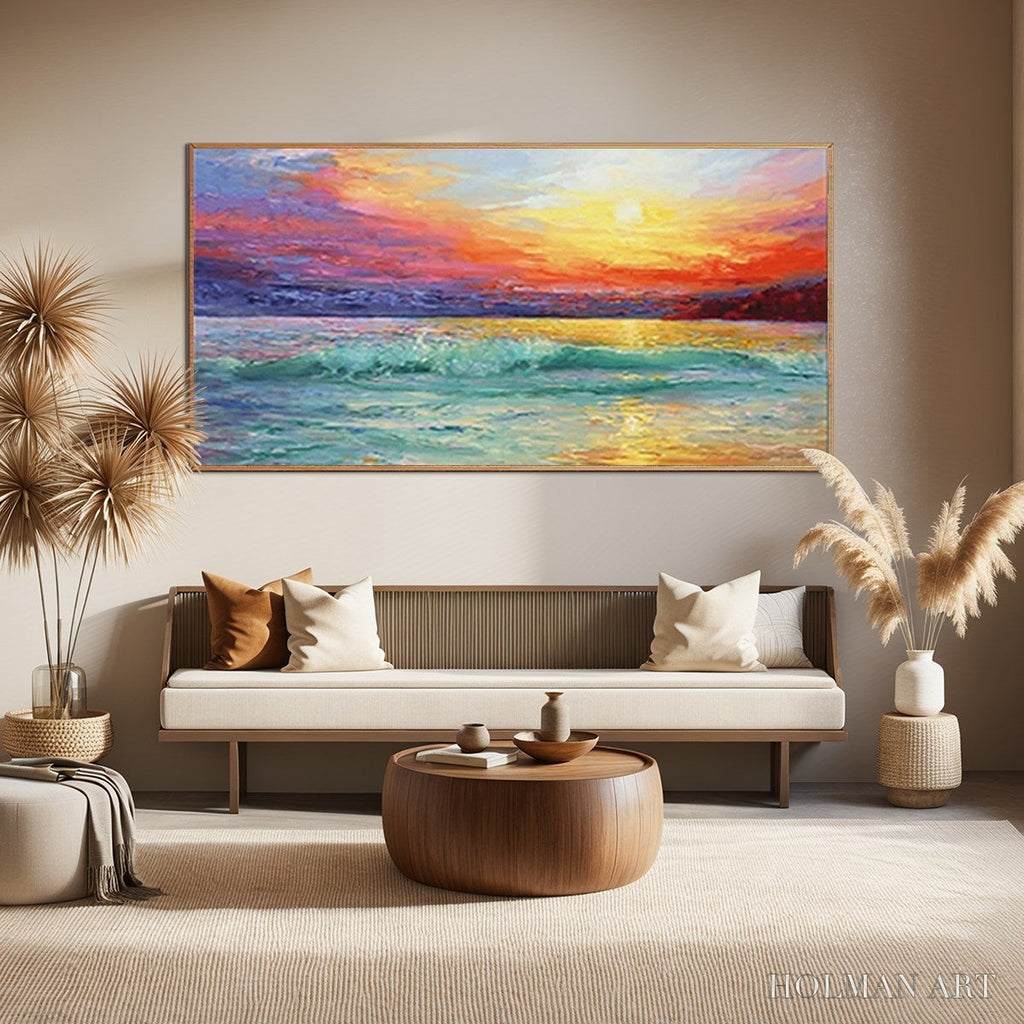 HOLMAN ART Fiery Kiss – Coastal Sunset Oil Painting - image 2