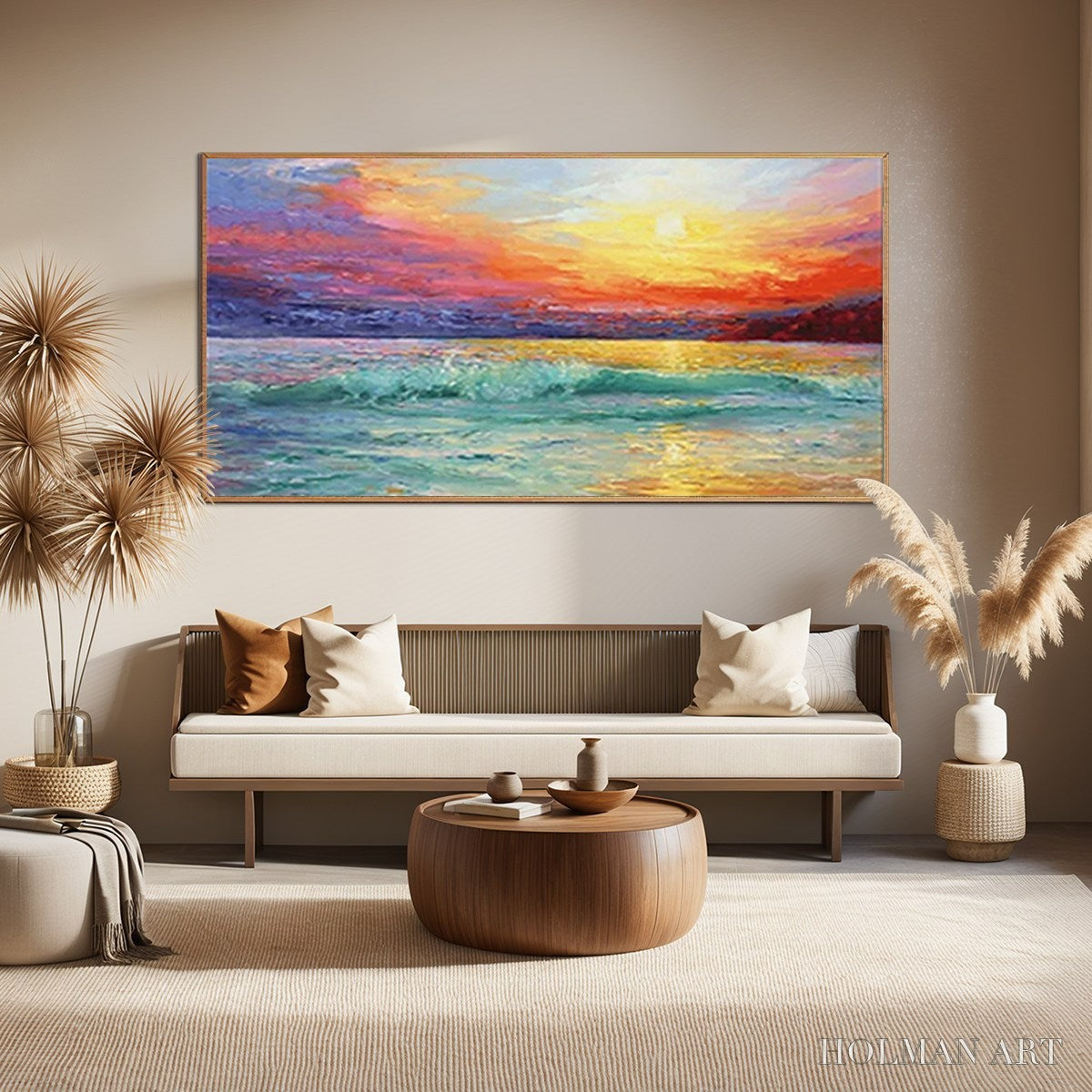 HOLMAN ART Fiery Kiss – Coastal Sunset Oil Painting - image 2