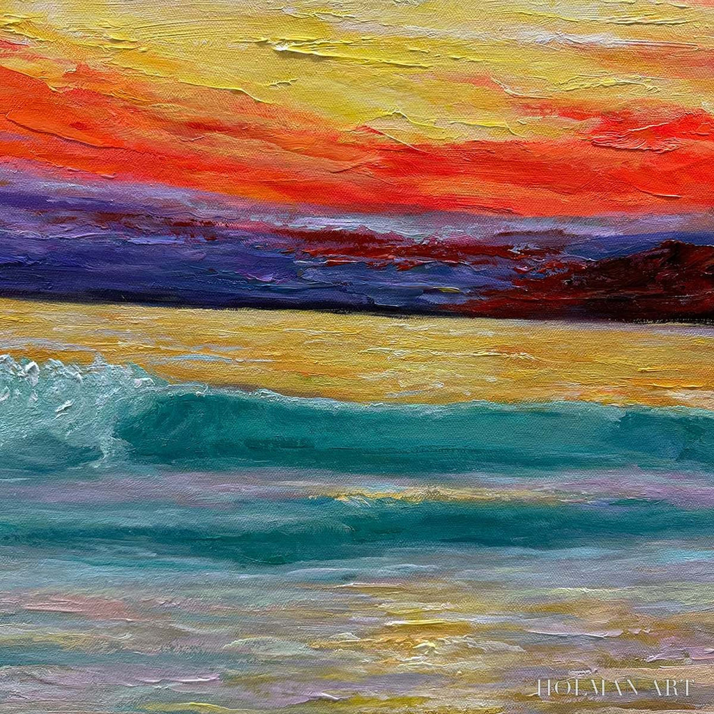 HOLMAN ART Fiery Kiss – Coastal Sunset Oil Painting - image 3
