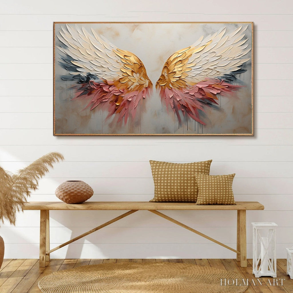 HOLMAN ART Seraph'S Grace – Angelic Wings Impasto Oil Painting - image 2