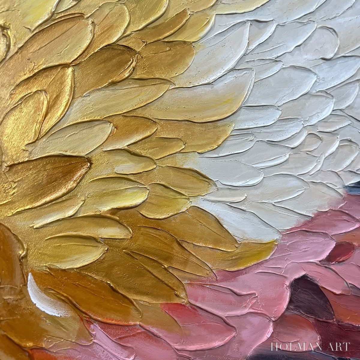 HOLMAN ART Seraph'S Grace – Angelic Wings Impasto Oil Painting - image 3