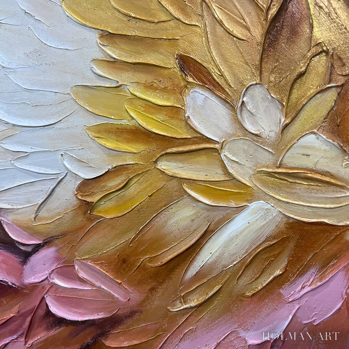 HOLMAN ART Seraph'S Grace – Angelic Wings Impasto Oil Painting - image 5