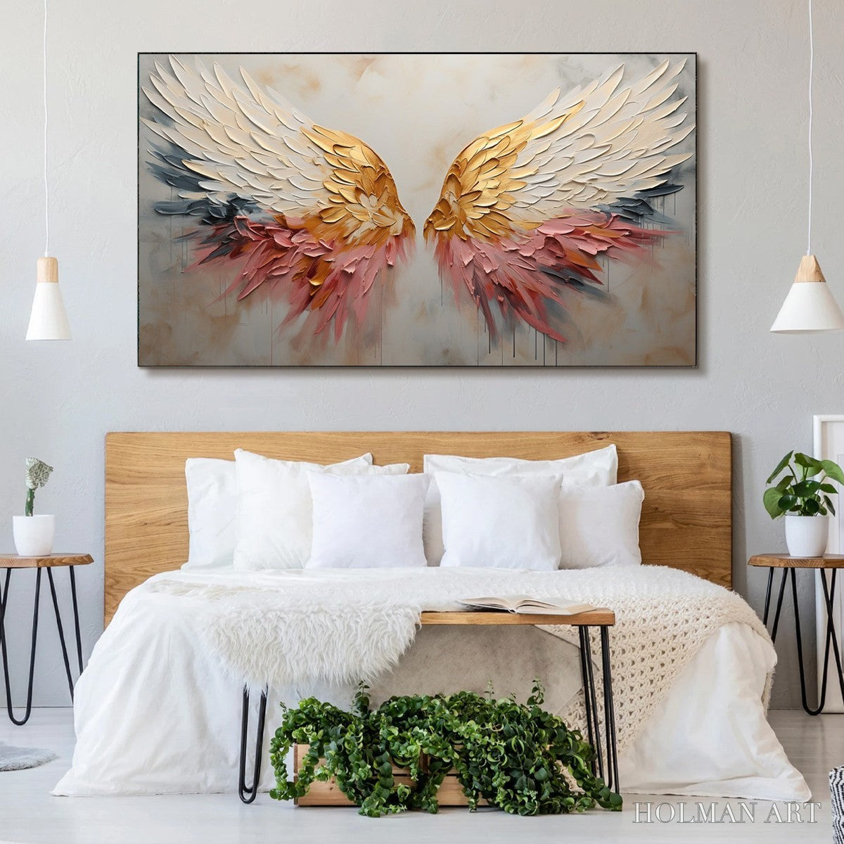 HOLMAN ART Seraph'S Grace – Angelic Wings Impasto Oil Painting - image 6