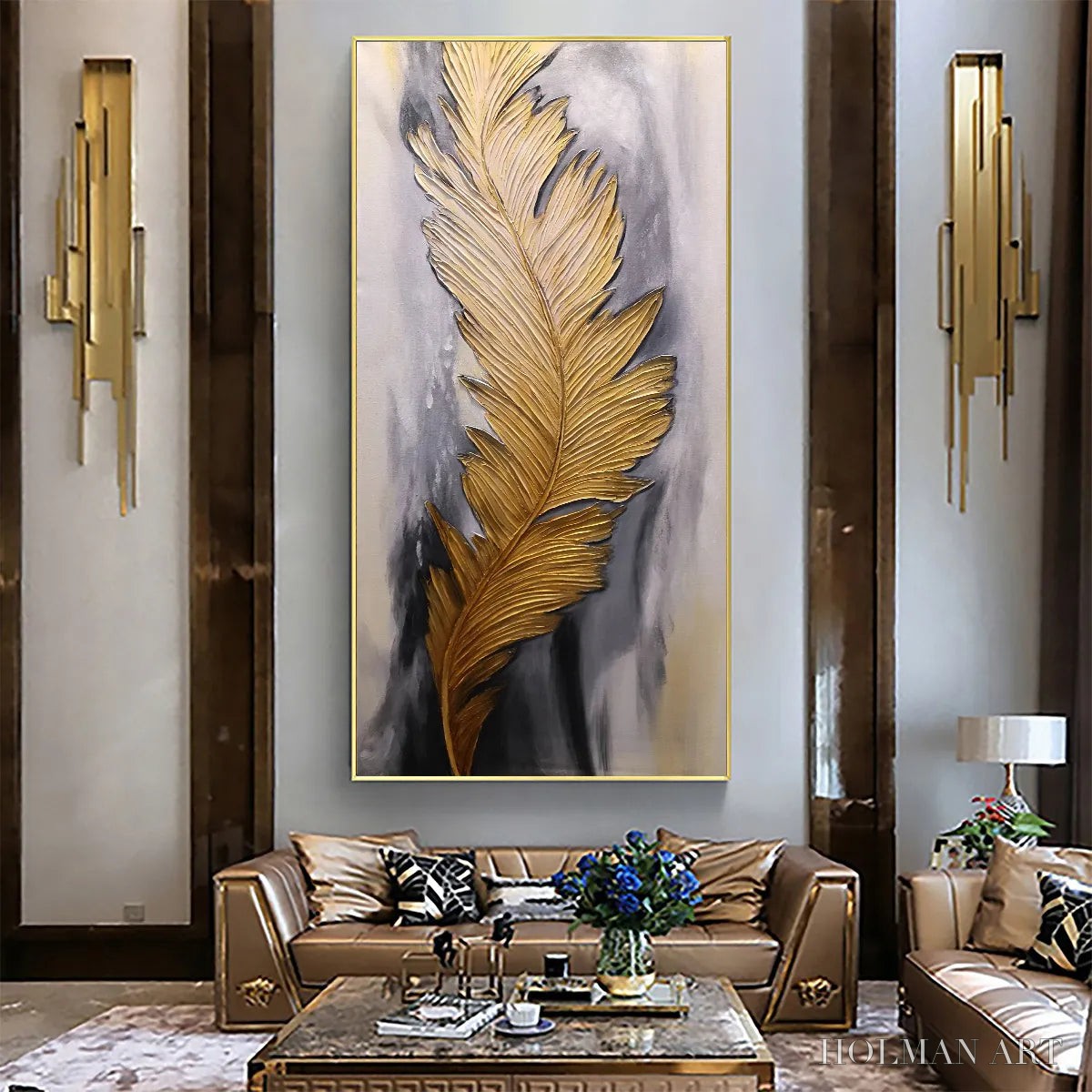 HOLMAN ART Blemished Sky – Abstract Feather Oil Painting - image 2