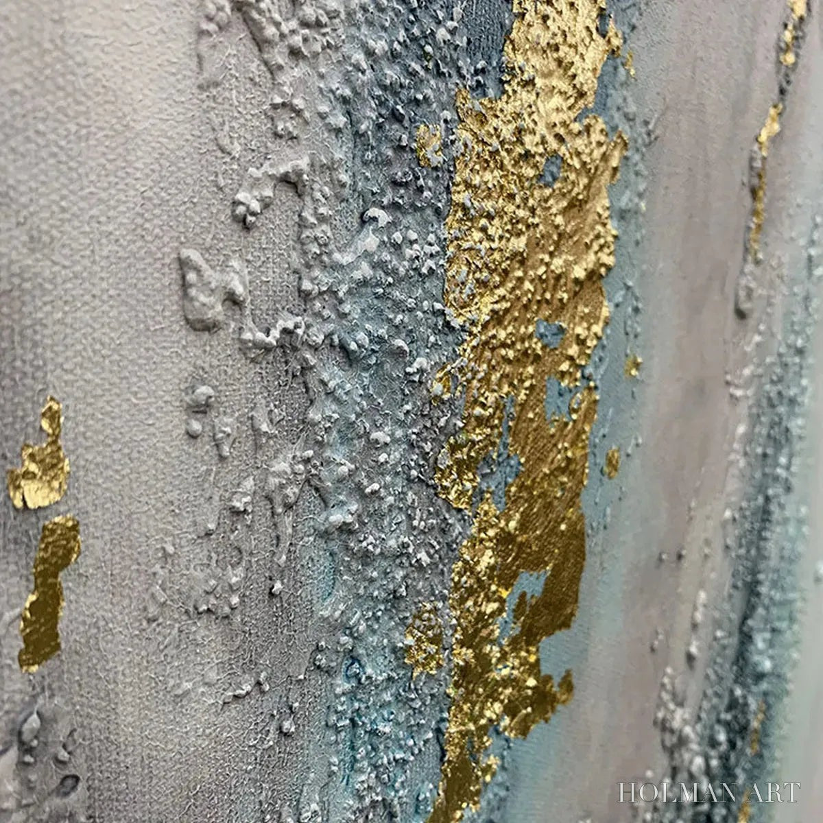 HOLMAN ART Celestial River – Vertical Abstract Oil Painting with Gold Leaf Accents - image 3