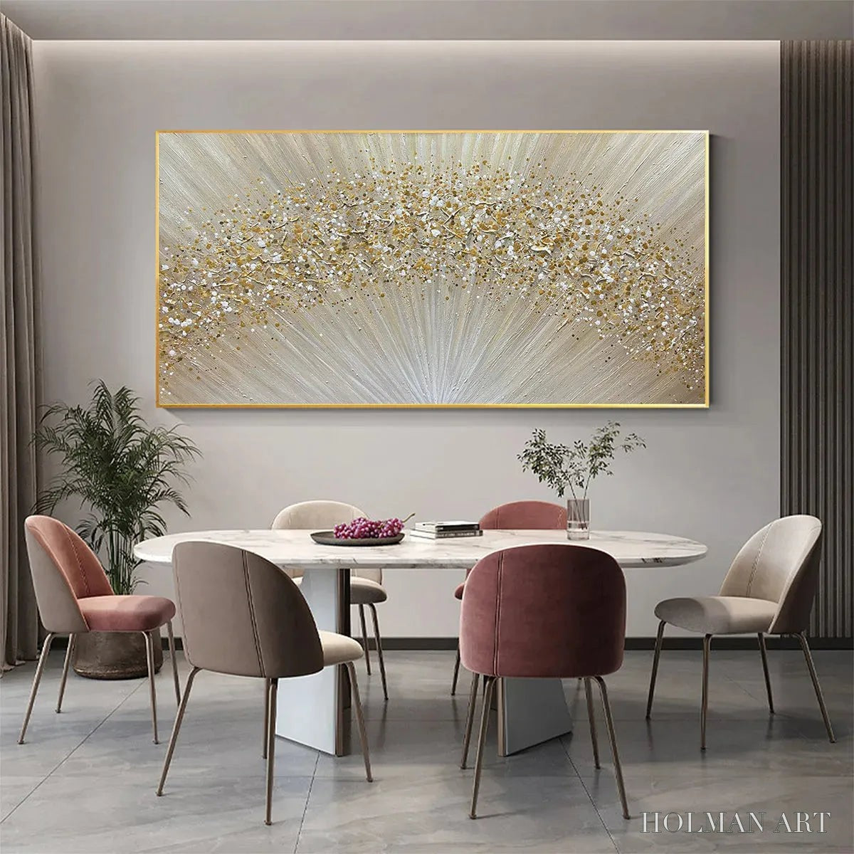 HOLMAN ART Golden Aurora – Abstract Painting in Gold and Beige, Horizontal Canvas, Modern - image 6