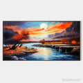 HOLMAN ART Autumn River – Landscape Painting of a River at Sunset, Mountains, and Autumn Trees, Modern - image 1