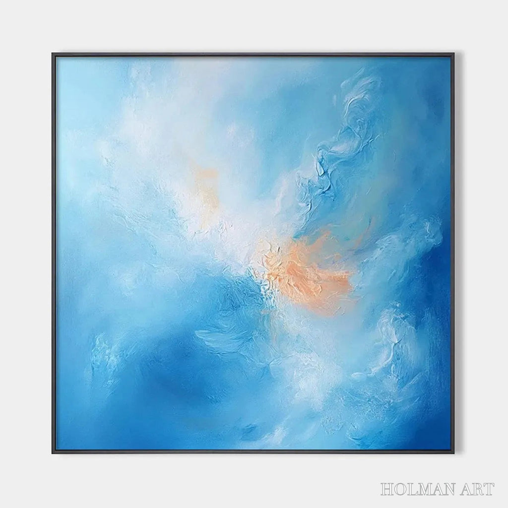 HOLMAN ART Skyscape Serenity – Abstract Blue and Peach Oil Painting - image 1