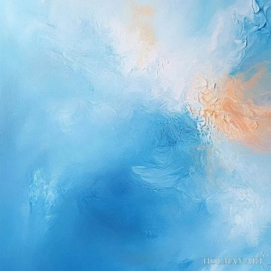 HOLMAN ART Skyscape Serenity – Abstract Blue and Peach Oil Painting - image 4