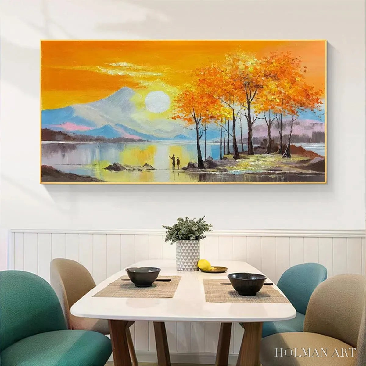HOLMAN ART Sunset Landscape Oil Painting - Vibrant Orange Art - image 5