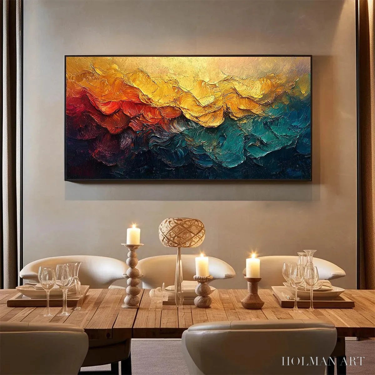 HOLMAN ART Molten Horizon – Textured Impasto Abstract Landscape Oil Painting - image 2