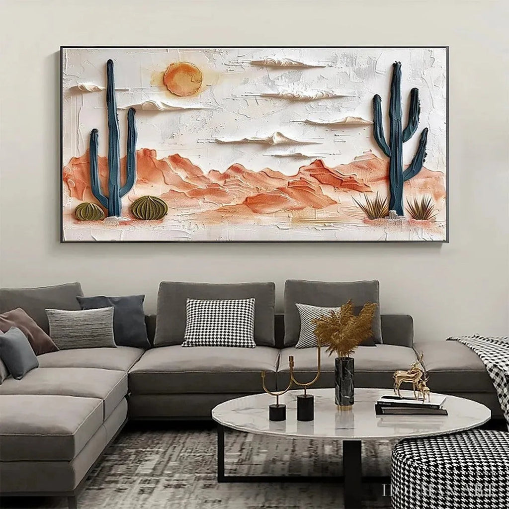 HOLMAN ART Desert Sunrise – Textured Desert Landscape Painting, Impasto , Horizontal Canvas, Southwestern Decor - image 2