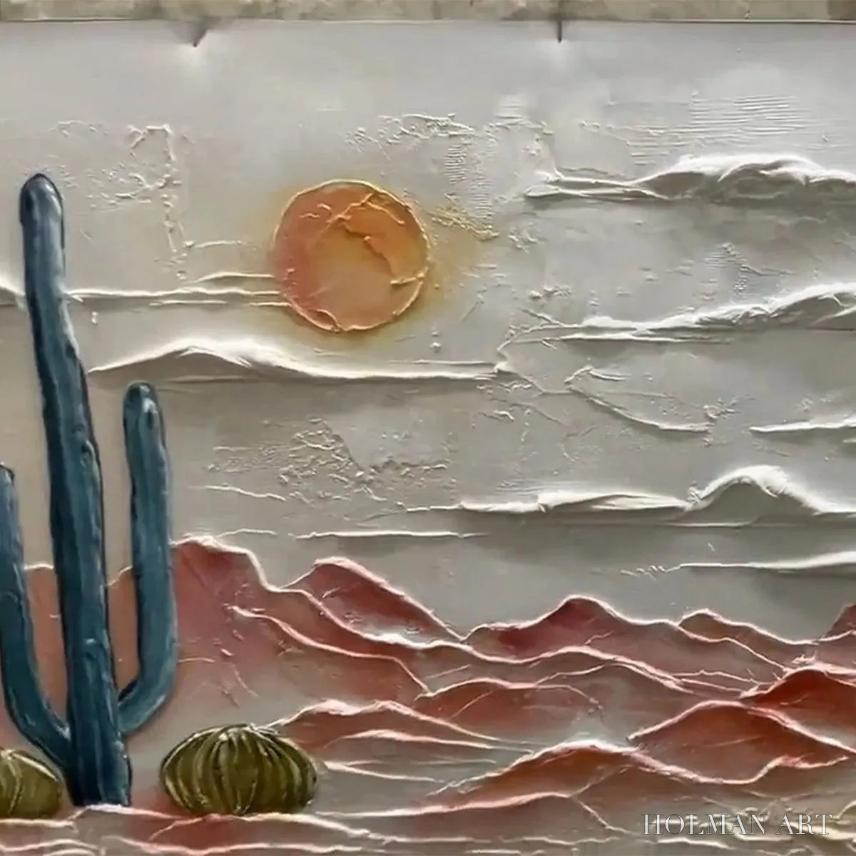 HOLMAN ART Desert Sunrise – Textured Desert Landscape Painting, Impasto , Horizontal Canvas, Southwestern Decor - image 3
