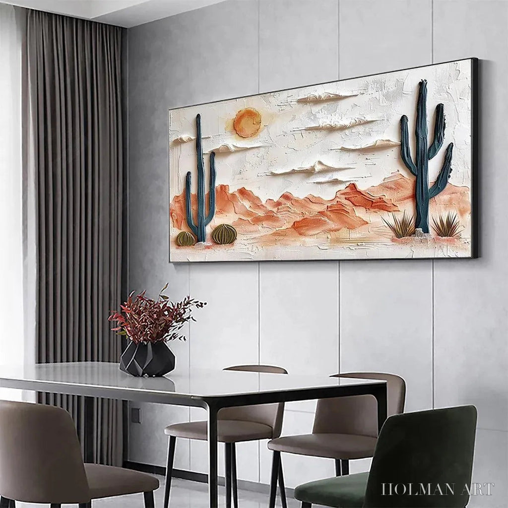HOLMAN ART Desert Sunrise – Textured Desert Landscape Painting, Impasto , Horizontal Canvas, Southwestern Decor - image 5