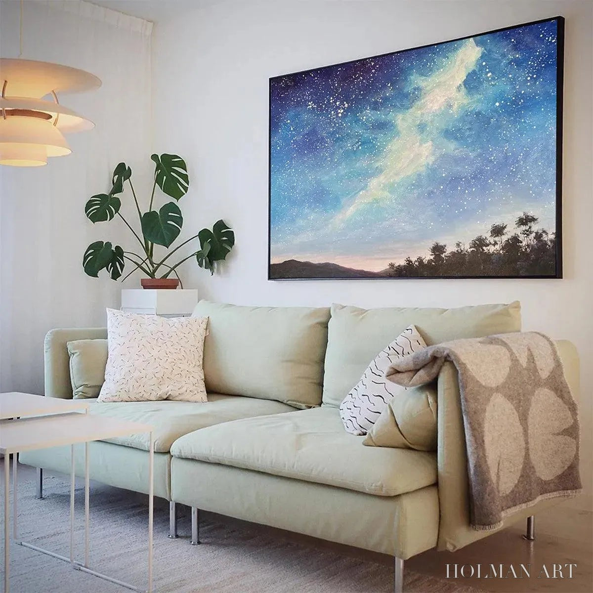 HOLMAN ART Celestial Dreamscape – Nightscape Painting, Starry Sky , Panoramic Landscape, Horizontal Canvas - image 5