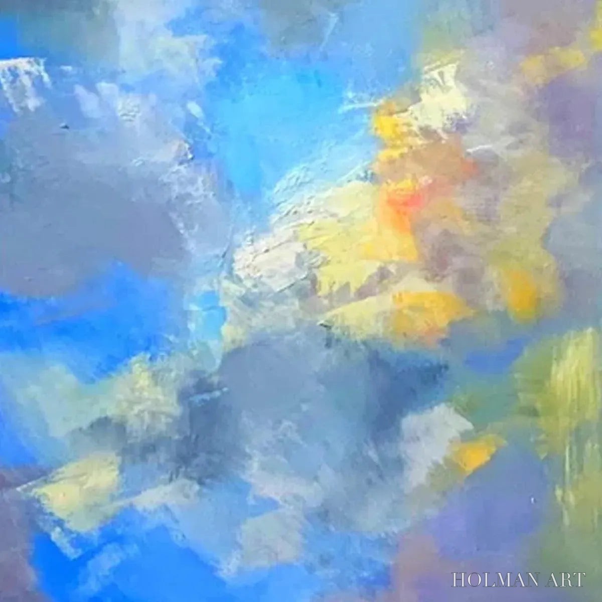 HOLMAN ART Skyscape Serenade – Abstract Painting, Blue and Yellow , Textured Canvas, Vertical - image 6