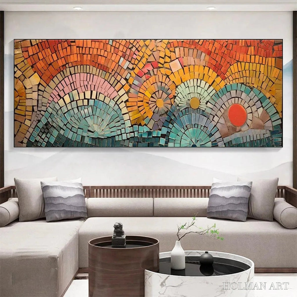 HOLMAN ART Mosaic Sunset Panoramic – Mosaic Painting, Panoramic , Colorful Decor - image 2