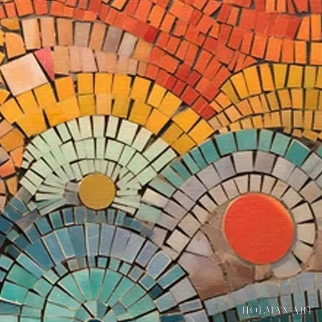 HOLMAN ART Mosaic Sunset Panoramic – Mosaic Painting, Panoramic , Colorful Decor - image 3