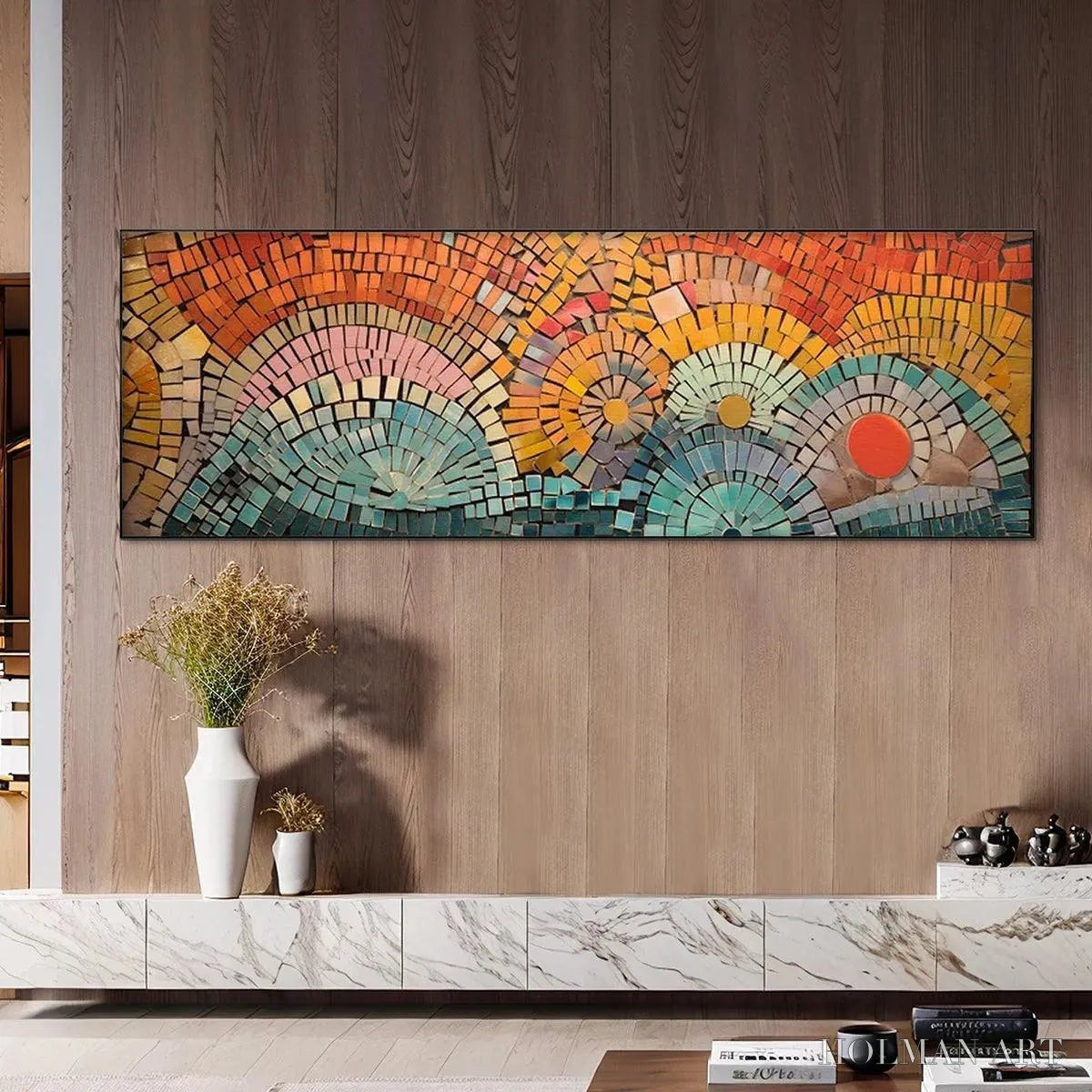 HOLMAN ART Mosaic Sunset Panoramic – Mosaic Painting, Panoramic , Colorful Decor - image 4