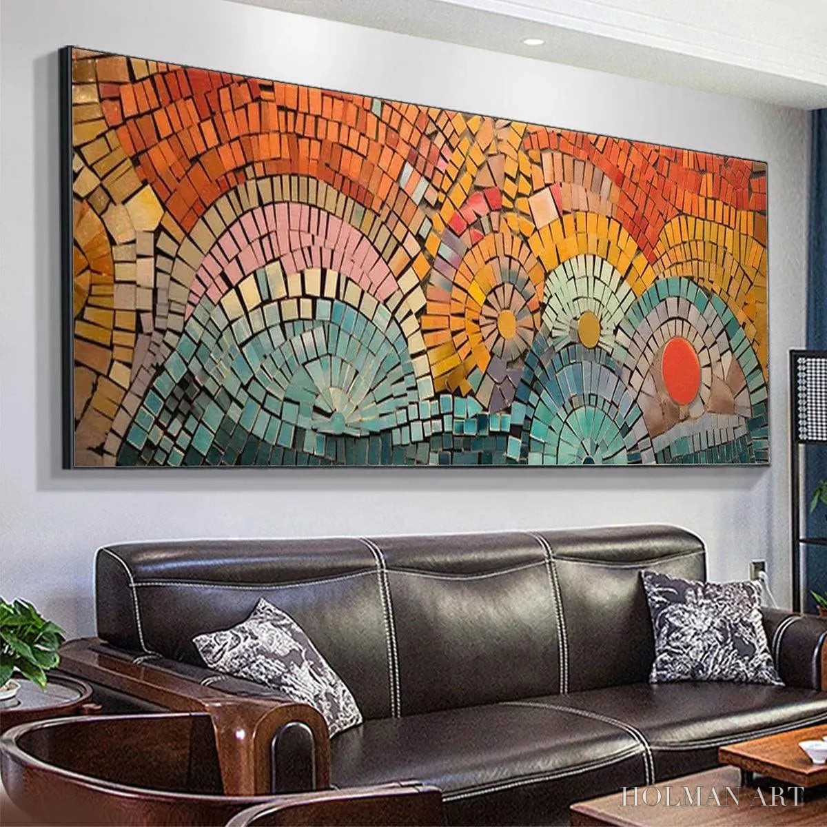 HOLMAN ART Mosaic Sunset Panoramic – Mosaic Painting, Panoramic , Colorful Decor - image 5
