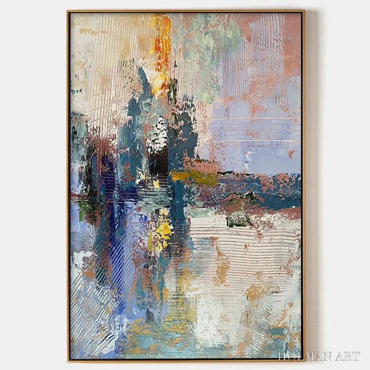HOLMAN ART Hazy Skies – Colorful Abstract Painting, Textured , Vertical Canvas, Modern Art - image 1