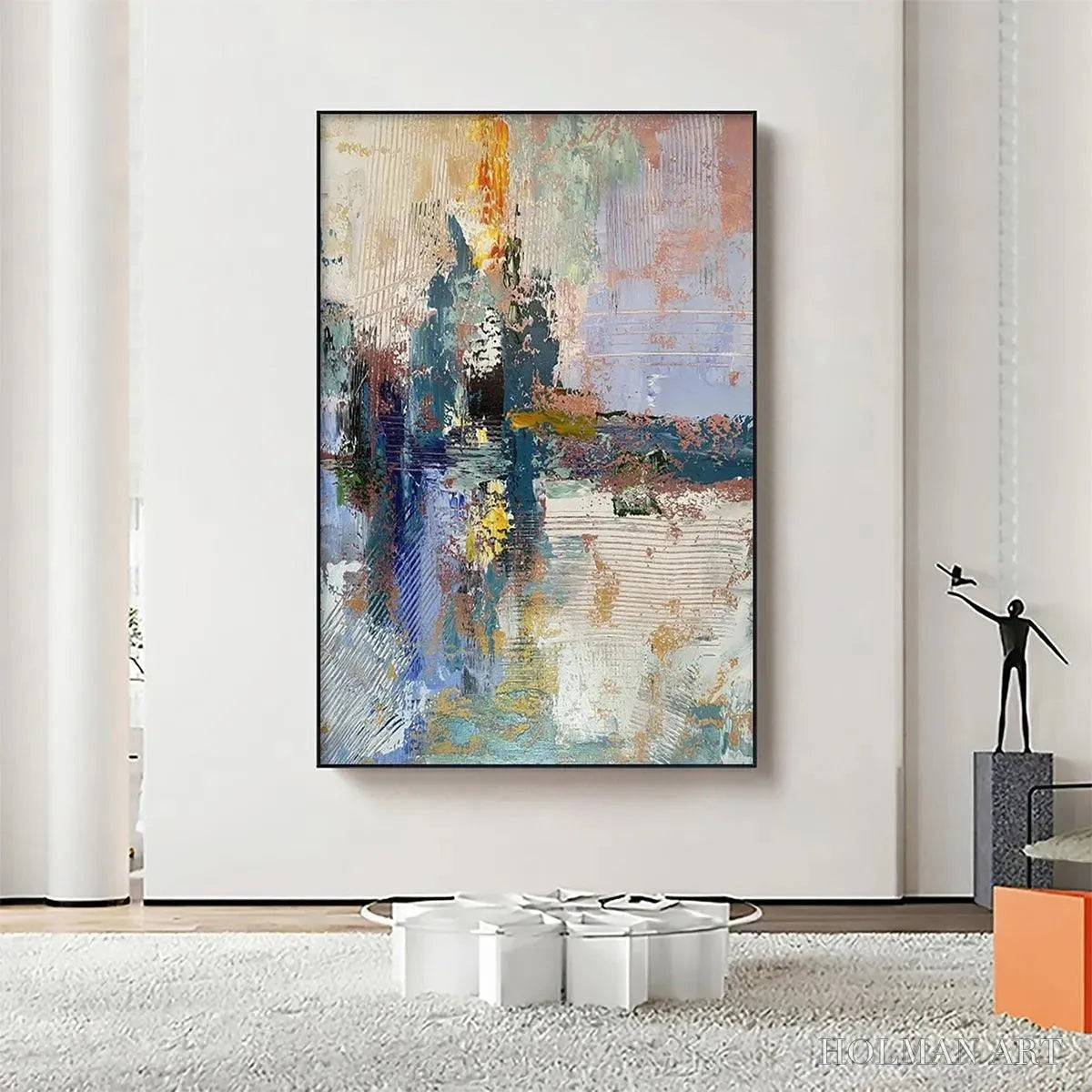 HOLMAN ART Hazy Skies – Colorful Abstract Painting, Textured , Vertical Canvas, Modern Art - image 2