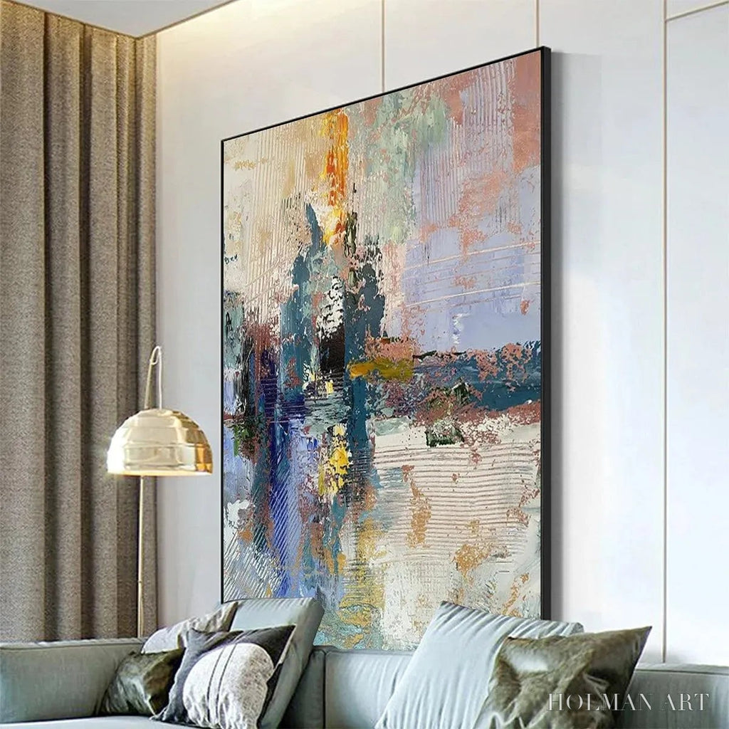 HOLMAN ART Hazy Skies – Colorful Abstract Painting, Textured , Vertical Canvas, Modern Art - image 6