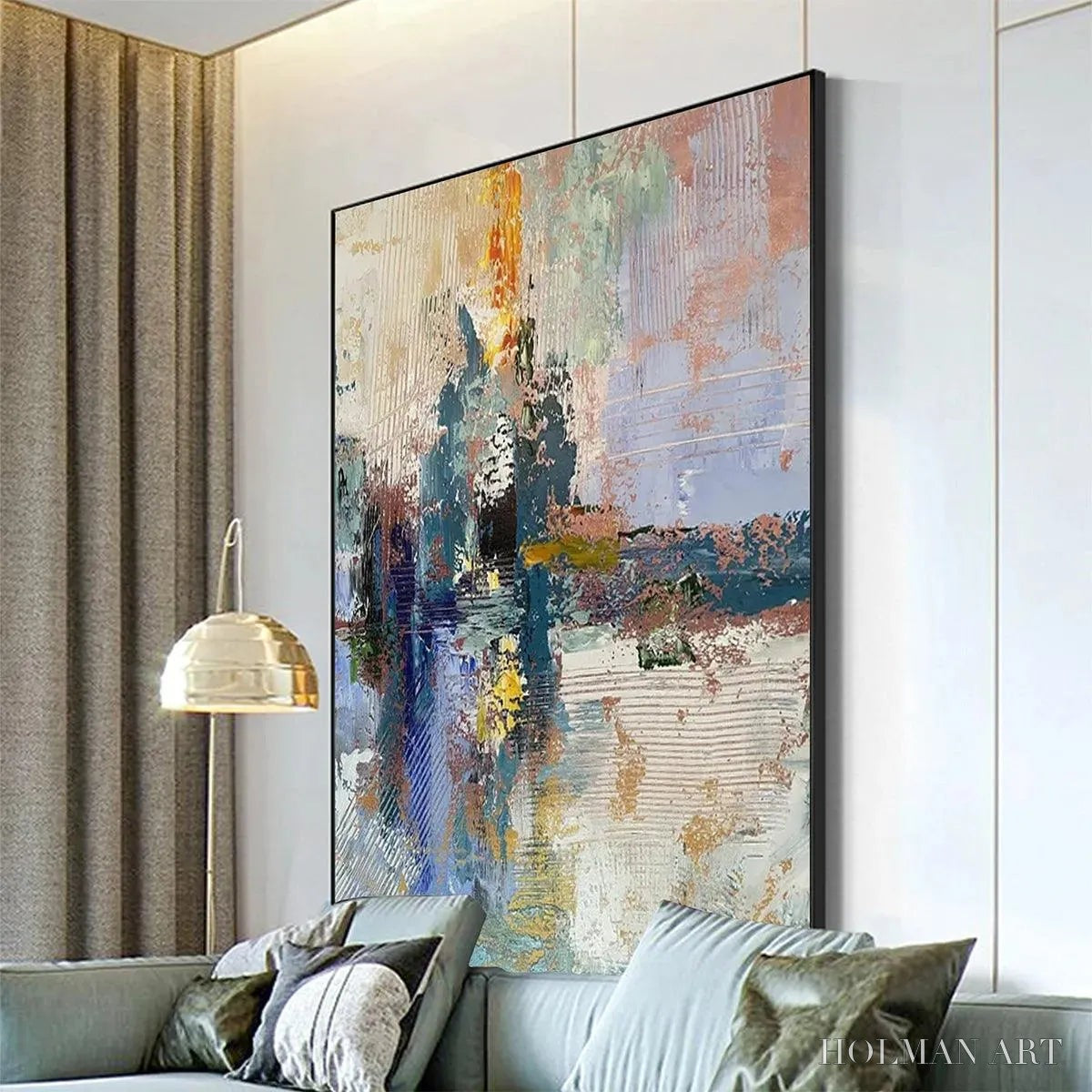 HOLMAN ART Hazy Skies – Colorful Abstract Painting, Textured , Vertical Canvas, Modern Art - image 6