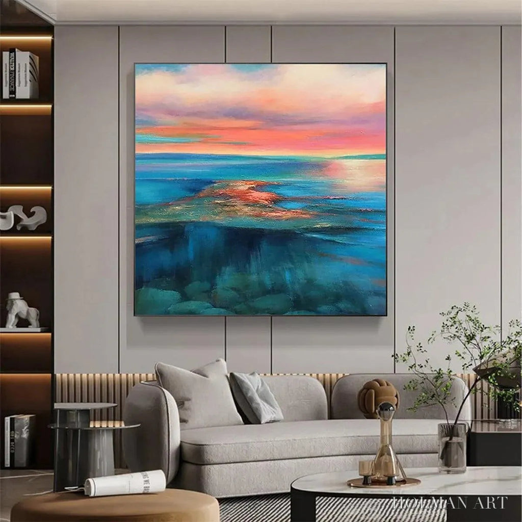 HOLMAN ART Coral Reef Sunset – Vibrant Coastal Sunset Painting, Square - image 2